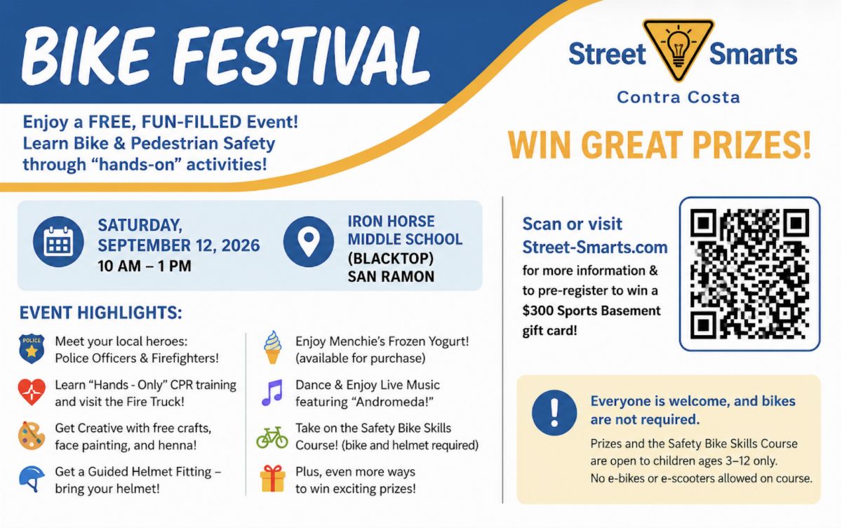 Street Smarts Contra Costa - Community Bike Festival, Saturday September 12th