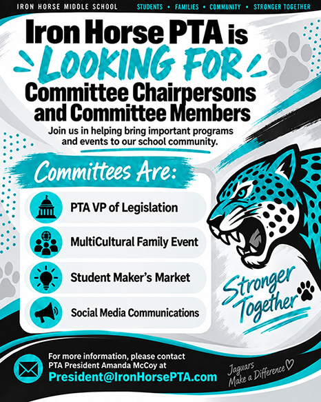 IH PTA is looking for Committee Chairpersons and Members