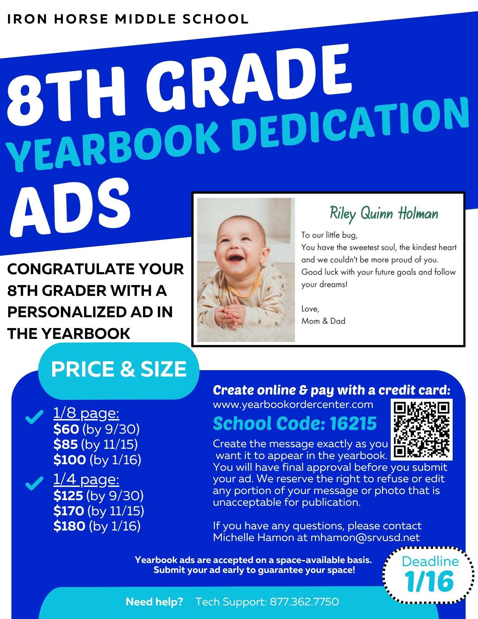 8th Grade Yearbook Dedication Ads