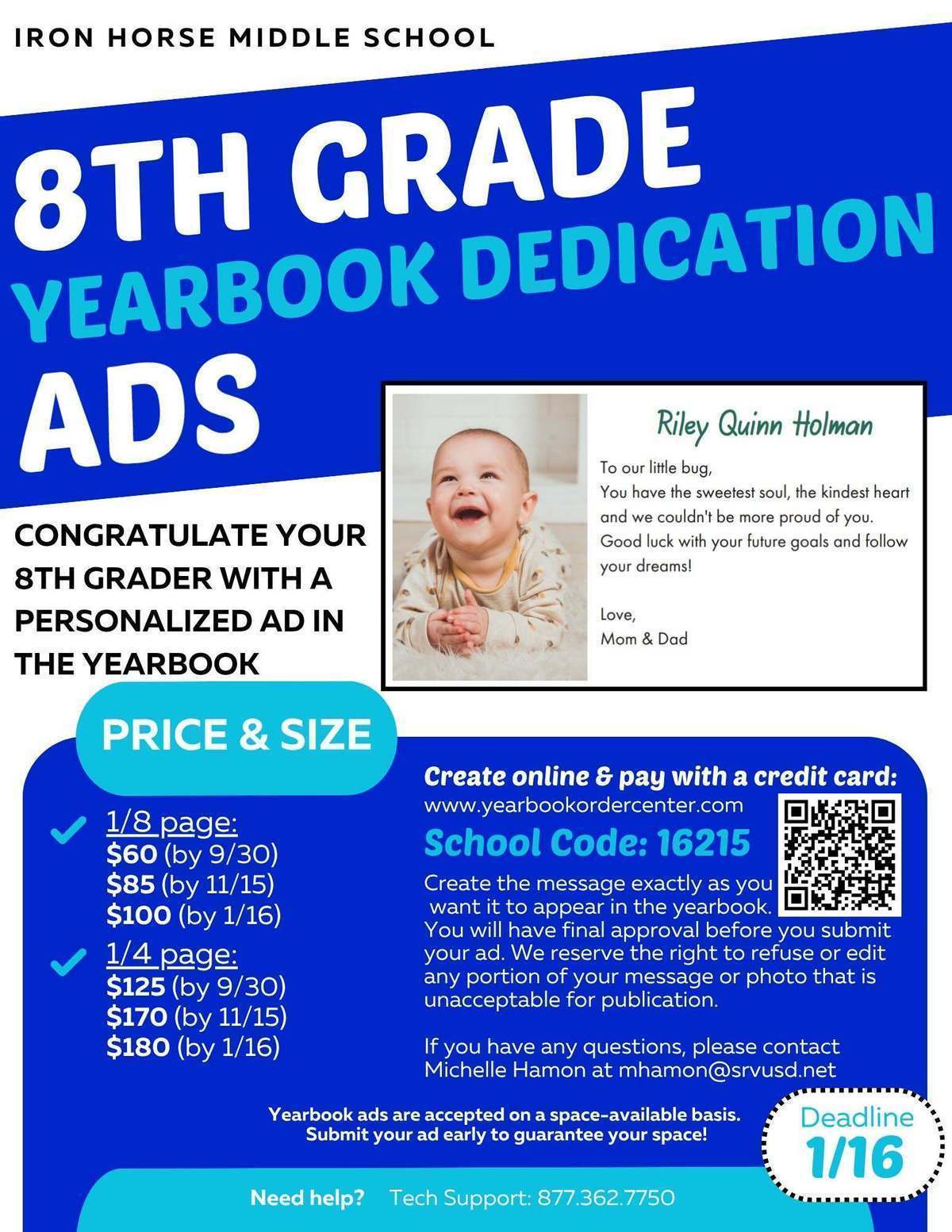 8th Grade Yearbook Dedication Ads