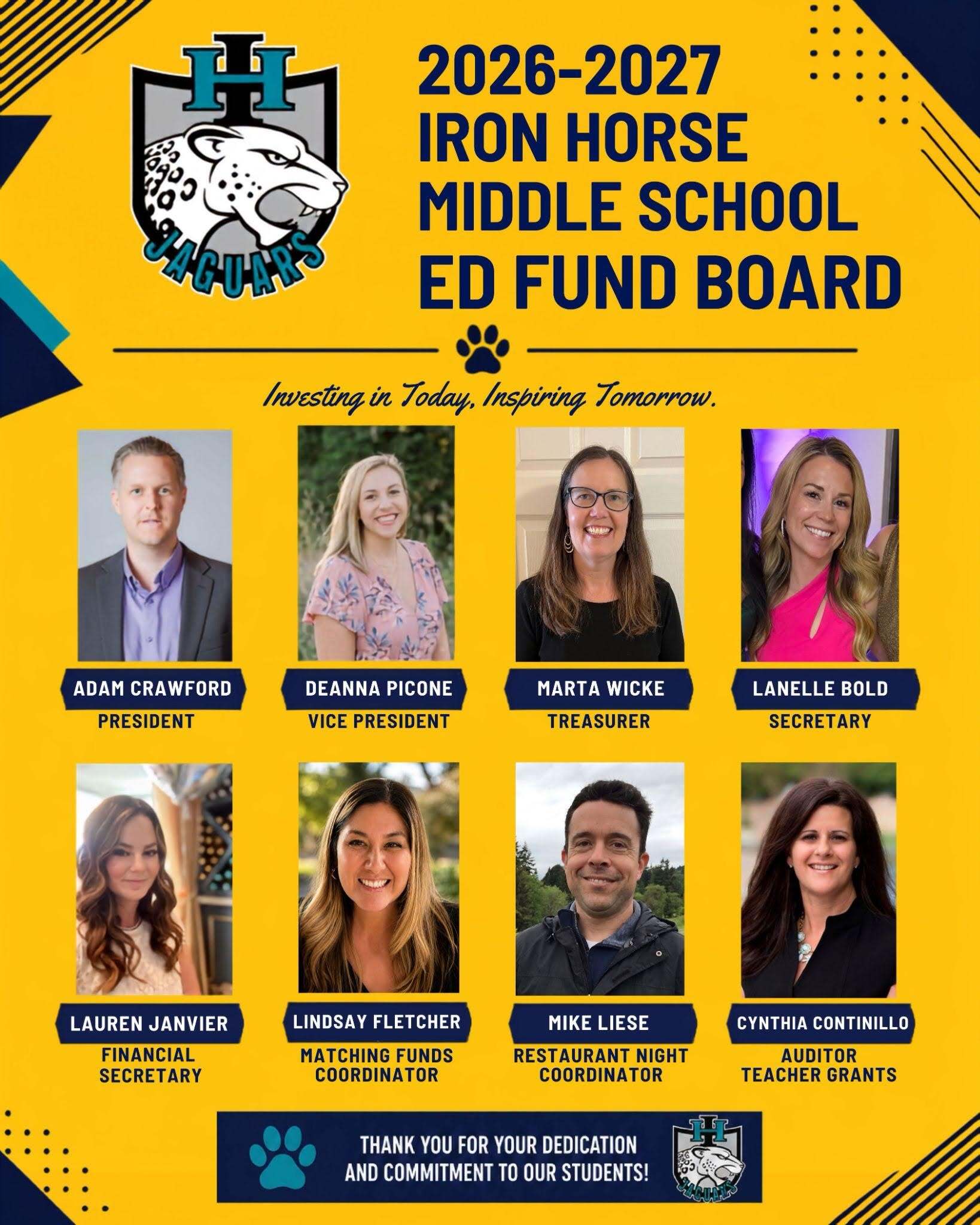 Meet your 2026-27 IHMS Ed Fund Board