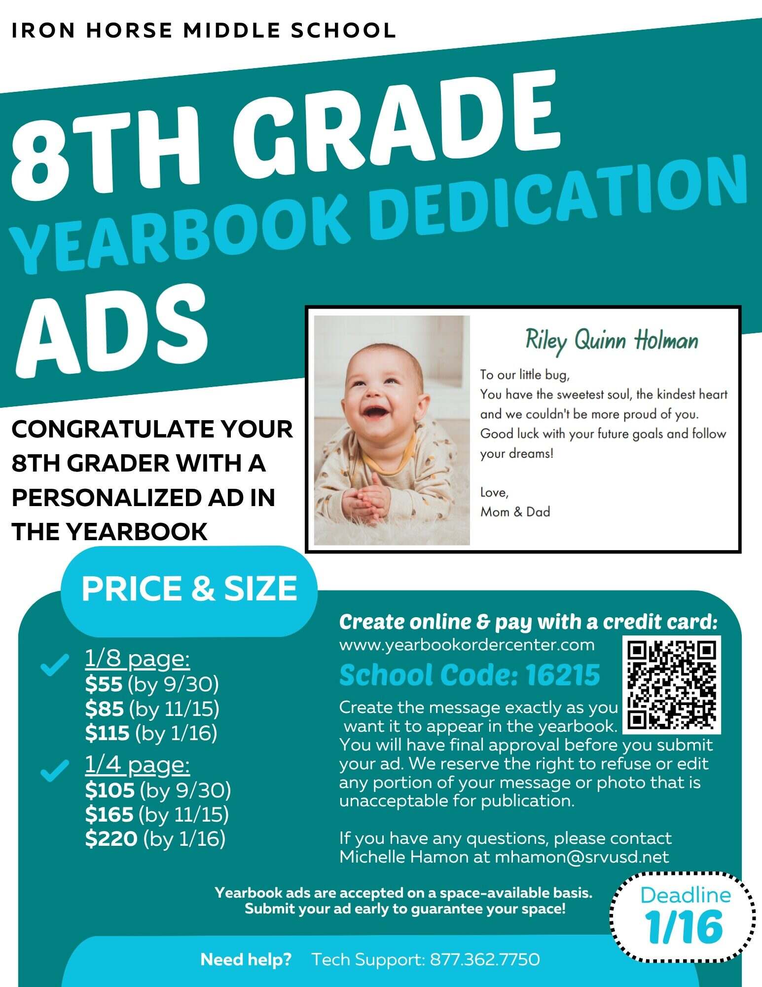 8th Grade Yearbook Dedication Ads